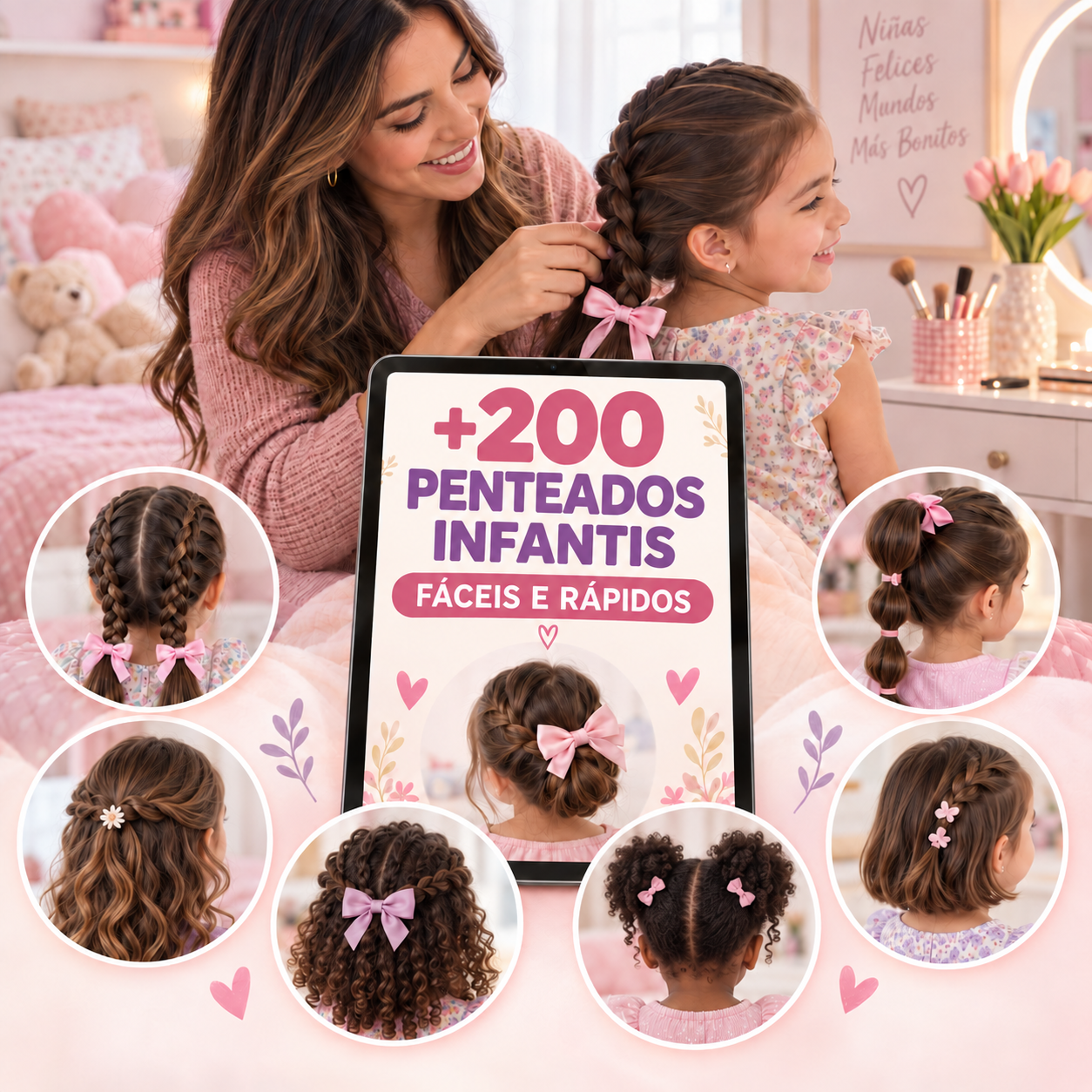Coleção +200 Penteados Infantis Fáceis e Rápidos